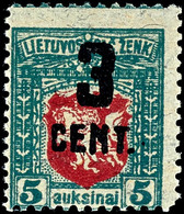 1922, 3 C. Auf 5a. Ungebraucht, Tadellos, Auflage Nur 2.800 Stück, Fotokurzbefund Huymans BPP, Katalog: 153 * - Lithuania