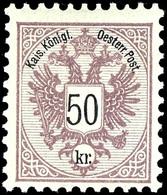 1883, 50 Kr. Doppeladler Mittelbraunlila/schwarz, Tadellos Postfrisch, Unsigniert, Außergewöhnlich Schönes Stück Der In  - Otros & Sin Clasificación