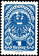 1919, 1 Kr. Freimarke Schwärzlichultramarin, Tadellos Postfrisch, Seltene Farbe, Gepr. Puschmann VÖB Mit Fotoattest (für - Other & Unclassified