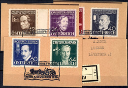 1936, 12 Gr. Bis 64 Gr. Wohlfahrt, Tadelllos Gestempelt Auf Briefstücken Mit Ersttagssstempel., Katalog: 632/37 BS/o - Other & Unclassified