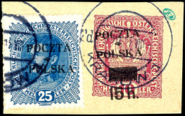 1919, 25 Heller Krakauer Ausgabe, Platte IIB - Feld 57, Tadellos Gestempelt Mit Aptiertem Stempel "KRAKOW 1 5 III 19" (D - Polonia