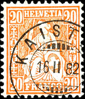 1881, 20 C. Sitzende Helvetia, Dunkelrötlichorange, Tadellos Gestempelt "KAISTEN 15 II 82", Fotobefund Renggli SBPV: "ec - Sonstige & Ohne Zuordnung