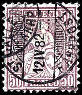 1881, 50 C. Sitzende Helvetia, Dunkellila, Tadellos Gestempelt, Attestkopie Und Signiert Liniger, Mi. 450.-, Katalog: 43 - Autres & Non Classés