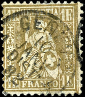 1881, 1 Fr. Sitzende Helvetia, Goldbronze, Klar Und Zentrisch Gestempelt "Geneve 10 JANV 82", Tadelloses Kabinettstück,  - Other & Unclassified