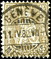 1881, 1 Fr. Sitzende Helvetia, Goldbronze, Klar Und Zentrisch Gestempelt "Geneve 11.IV.82", Tadelloses Kabinettstück, Fo - Autres & Non Classés