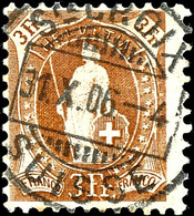 1906, 3 Fr. Stehende Helvetia Braunocker, Zähnung C, Stichelretouche Links Unten Im Oval (Ret. 3.27/II) Feld 226 Der Dru - Altri & Non Classificati