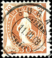 1907, 30 C. Stehende Helvetia, Lebhaftbraunorange, Zähnung C, Gestempelt "Surava 11.III.08", Tadellose Erhaltung, Attest - Sonstige & Ohne Zuordnung