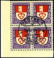 1919, 7 1/2 Rp. Bis 15 Rp. Pro Juventute, Viererblocksatz, Tadellos Gestempelt, Selten, Katalog: 149/51 (4) O - Sonstige & Ohne Zuordnung