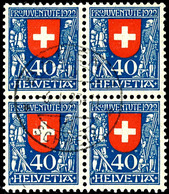 1922, 5 Rp. Bis 40 Rp. Pro Juventute, Viererblocksatz, Tadellos Gestempelt, Selten, Katalog: 175/79(4) O - Autres & Non Classés