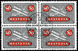 1923, 15 C. Bis 50 C. Flugpost, Kompletter Viererblock-Satz Mit 6 Werten, X-Papier, Tadellos Zentrisch Gestempelt, Mi. F - Autres & Non Classés