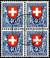 1923, 5 Rp. Bis 40 Rp. Pro Juventute, Viererblocksatz, Tadellos Gestempelt, Selten, Fotoattest Renggli: "in Sehr Guter E - Sonstige & Ohne Zuordnung