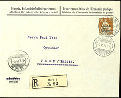 1918, 30 C. Mit Aufdruck In Type II (fette Schrift) Als Portogerechte Einzelfrankatur Auf R-Brief Von Bern Nach Thun, Ta - Autres & Non Classés