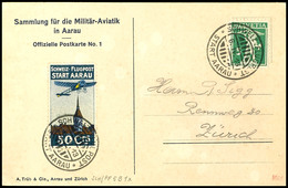 1913, 50 C. Flugpost Aarau -.Olten Oder Aarau - Lenzburg Auf Karte Mit 5 C. Tellknabe Und Entwertung "Schweiz Flug Start - Altri & Non Classificati