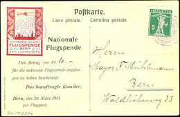 1913, 50 C. Flugpost Bern - Burgdorf Auf Karte Mit Entwertung "Erste Flugpost Bonn - Burgdorf 30.III.13", Tadellos, Mi.  - Altri & Non Classificati