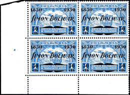 1930, Ausgabe Für Kolumbien, 10 - 30 Cts. Flugpostausgabe Mit Aufdruck "Simon Bolivar", 4er-Blocks Mit Bogenrändern Bzw. - Other & Unclassified