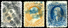 1861, 1 - 90 C. Präsidenten Mit Waffeleinpressung, 10 Werte Komplett , Gestempelt, Teils Kleine Mängel, 1 Und 15 C. Gepr - Other & Unclassified