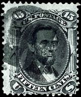 1861, 15 C. Lincoln Mit Waffeleinpressung Auf Weißem Papier, Tadellos Gestempelt Mit Korkstempel, Tiefst Gepr. Brettl, M - Other & Unclassified