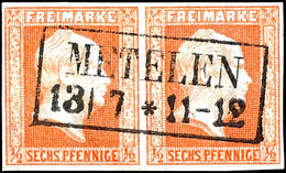 1/2 Sgr. Orange, Vollrandiges Und Farbfrisches Waagerechtes Kabinettpaar, Klar Gestempelt Mit Besserem Ra2 "Metelen 13 / - Other & Unclassified