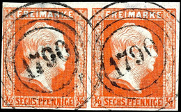 1/2 Sgr. Orange, Vollrandiges Und Farbfrisches Waagerechtes Kabinettpaar, Klar Gestempelt Mit Besserem Nummernstempel "1 - Sonstige & Ohne Zuordnung