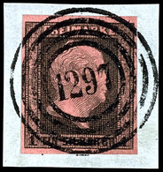 1 Sgr. Schwarz Auf Feuerrot, Breitrandiges Und Farbfrisches Kabinettstück, Klar Entwertet Mit Nummernstempel "1297" - Sa - Autres & Non Classés