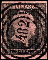 1 Sgr. Schwarz Auf Rötlichkarmin [feuerrot], Vollrandiges Und Farbfrisches Kabinettstück, Klar Gestempelt Mit Nummernste - Other & Unclassified