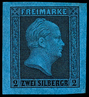 2 Sgr. Schwarz Auf Blau, Probedruck Als Einzelabzug Auf Pergamentartigem Papier Je 1,5  - 2,2 Mm Rand, Aus Dem Einzelabz - Other & Unclassified