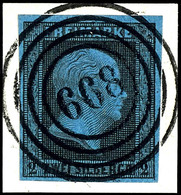 2 Sgr. Schwarz Auf Blau, Vollrandiges Und Farbfrisches Luxusstück, Klar Gestempelt Mit Nummernstempel "668" - Jarmen (Re - Sonstige & Ohne Zuordnung