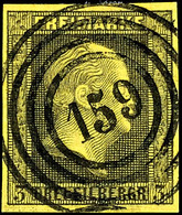 1 Sgr. Schwarz Auf Gelb, Vollrandiges Und Farbfrisches Luxusstück, Klar Gestempelt Mit Besserem Nummernstempel "159" - B - Sonstige & Ohne Zuordnung