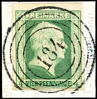 4 Pfennige Grün, Farbfrisches Und Vollrandiges Luxusstück Vom Oberrand, Klar Und Zentrisch Gestempelt "184" - Breslau (R - Autres & Non Classés