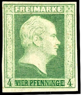 4 Pfennige Grün, Papier Ohne Wasserzeichen, Neudruck I Von 1864", Farbfrisches Und Allseits Vollrandiges Kabinettstück,  - Sonstige & Ohne Zuordnung