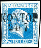 2 Sgr. Blau, Glatter Grund, Vollrandiges Und Farbfrisches Kabinettstück, Entwertet Mit Seltenem Vorphila-L2 "Kontop / 24 - Sonstige & Ohne Zuordnung