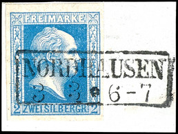 2 Sgr. Blau, Glatter Grund, Farbfrisches Und Vollrandiges Luxusstück, Klar Gestempelt Mit Ra2 "Nordhausen 3 3" (Reg.-Bez - Other & Unclassified