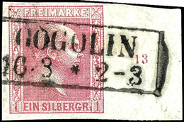 1 Sgr. Rosa, Gegitterter Grund, Allseits Vollrandiges Und Farbfrisches Kabinettstück Vom Rechten Bogenrand (18 Mm) Mit R - Other & Unclassified