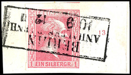 1 Sgr. Rosa, Gegitterter Grund, Allseits Vollrandiges Und Farbfrisches Kabinettstück Vom Rechten Bogenrand (17 Mm) Mit R - Autres & Non Classés