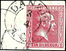 1 Sgr. Karminrosa, Gegitterter Grund, Allseits Vollrandiges Und Farbfrisches Kabinettstück Vom Linken Bogenrand (13,5 Mm - Autres & Non Classés