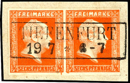 1/2 Sgr. Rotorange, Papier Ohne Wasserzeichen, Waagerechtes Paar, Vollrandiges Und Farbfrisches Kabinettstück, Klar Entw - Autres & Non Classés