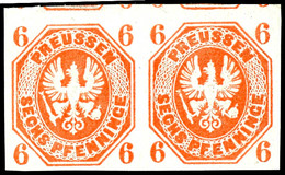 6 Pfg Rotorange, Adler Im Achteck, Ungezähnter Probedruck Aus Sommer 1861, Waagerechtes Paar, Allseits Vollrandiges Und  - Other & Unclassified