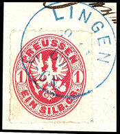 1 Sgr. Rosa, Adler Im Oval, Farbfrisches Kabinettstück, Klar Entwertet Mit Nachverwendetem Hannover-Stempel "LINGEN 9 12 - Autres & Non Classés