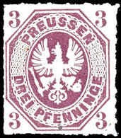 3 Pfennige Graulila, Adler Im Achteck, Postfrisches Kabinettstück Mit Tadellosem Durchstich, Fotobefund Brettl BPP (2010 - Other & Unclassified