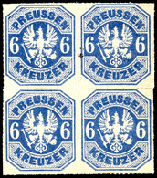 6 Kr. Blau, Adler Im Achteck, Viererblock, Farbfrische Und Gut Erhaltene Einheit Mit Originalgummierung (auf Einer Marke - Sonstige & Ohne Zuordnung