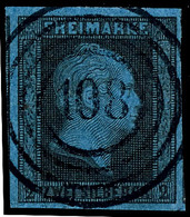 "108" - Berlinchen, (Reg.-Bez. Frankfurt/Oder) Klar Und Zentrisch Auf Kabinettstück 2 Sgr. Schwarz Auf Blau, Katalog: 3  - Other & Unclassified