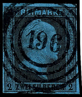 "196" - Brüssow (Reg.-Bez. Potsdam), Klar Und Zentrisch Auf Kabinettstück 2 Sgr. Schwarz Auf Blau, Katalog: 3 O - Other & Unclassified