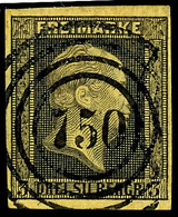"750" - Koschentin (Reg.-Bez. Oppeln), Klar Und Zentrisch Auf Kabinettstück 3 Sgr. Schwarz Auf Gelb, Katalog: 4a O - Sonstige & Ohne Zuordnung