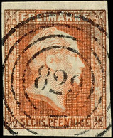 "829" - Lennep (Reg.-Bez. Düsseldorf), Klar Und Zentrisch Auf 1/2 Sgr. Orangerot, Vollrandiger Schnitt., Katalog: 1 O - Altri & Non Classificati