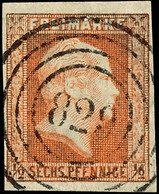 "829" - Lennep (Reg.-Bez. Düsseldorf), Klar Und Zentrisch Auf 1/2 Sgr. Orangerot, Vollrandiger Schnitt., Katalog: 1 O - Autres & Non Classés