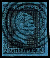 "854" - Limburg (Reg.-Bez. Arnsberg), Klar Und Zentrisch Auf Kabinettstück 2 Sgr. Schwarz Auf Blau, Katalog: 3 O - Altri & Non Classificati