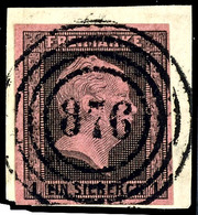 "876" - Loitz (Reg.-Bez. Stralsund), Klar Und Zentrisch Auf Kabinettstück 1 Sgr. Schwarz Auf Rosa Auf Briefstück, Katalo - Autres & Non Classés