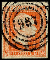 "967" - Moschin (Reg.-Bez. Posen), Klar Und Zentrisch Auf Kabinettstück 1/2 Sgr. Rotorange, Katalog: 1 O - Other & Unclassified