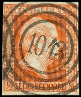 "1043" - Neuzelle (Reg.-Bez. Frankfurt/Oder), Klar Und Zentrisch Auf 1/2 Sgr. Rotorange, Tadellos, Katalog: 1 O - Altri & Non Classificati