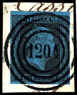 "1204" - Rauden (Reg.-Bez. Oppeln), Klar Und Zentrisch Auf Kabinettstück 2 Sgr. Schwarz Auf Blau Auf Briefstück, Katalog - Other & Unclassified